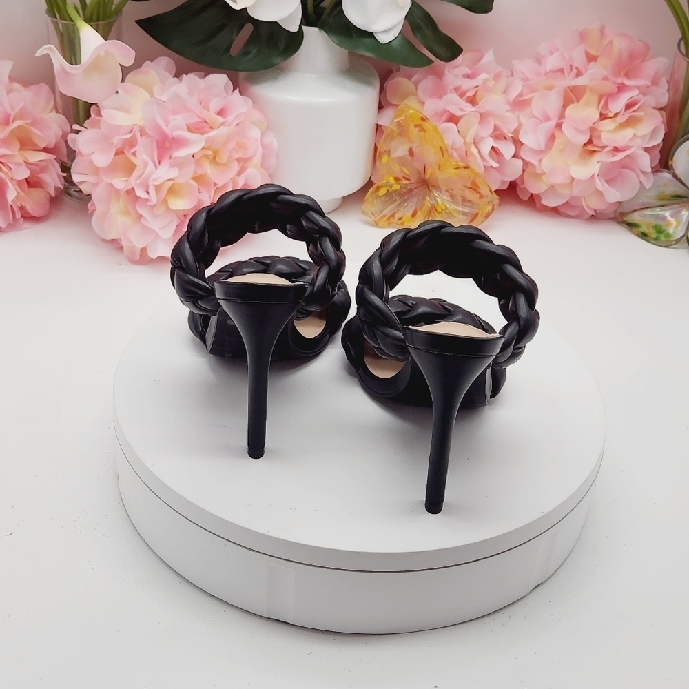 Steve Madden Kenley Citron Braided High Heel Sandals Slide-on Black Size 6.5 - Picture 8 of 16